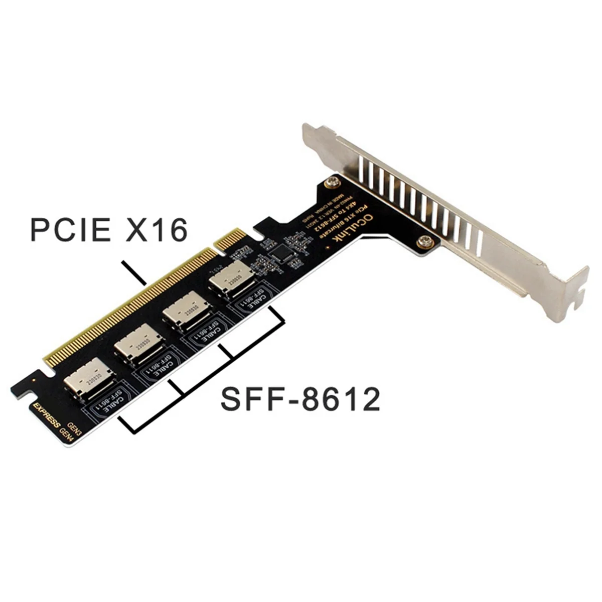 A03R PCI-E X16 Split 4 Ports Oculink Expansion Card SFF8611&8612 NVME PCIe Solid State Drive Adapter for Mainboard Expansion