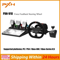 PXN V10 3 IN 1 Force Feedback Racing Wheel Gaming Steering Wheel Volante pc With Hall Magntic Pedals For PC Computer/PS4/XBOX