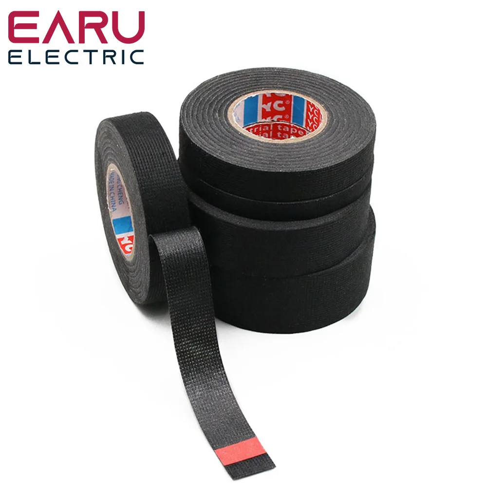 1pc Heat-resistant Adhesive Cloth Fabric Tape For Car Auto Cable Harness Wiring Loom Protection Width 9/15/19/25/32MM Length 15M