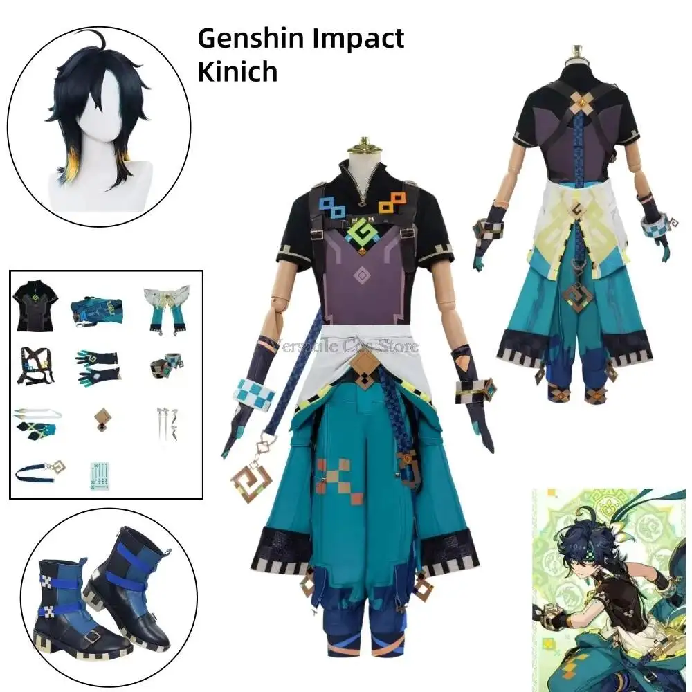 

Game Genshin Impact Kinich Cosplay Costume New Role Play Comic Con Dress Hallowmas Party Wigs Animation Props