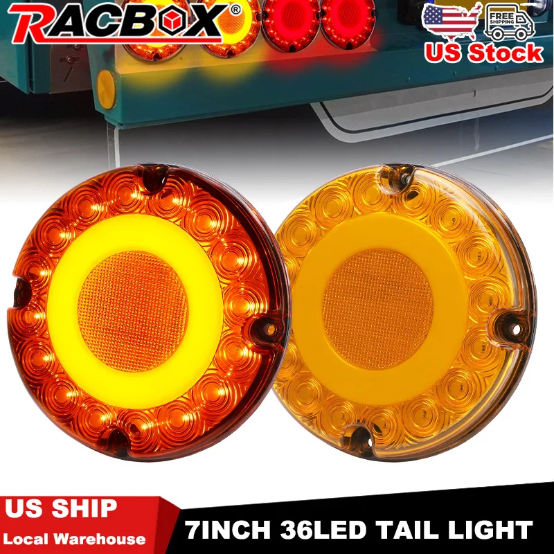 36 LED Tail Light 7 Inch Round Stop Brake Lamp Flash Turn Signals Safety Warning Light For Car Bus Truck Trailer Lorry Pickup