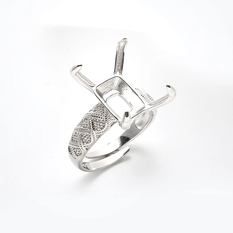 

925 Sterling Silver Engagement Wedding Ring Any Shape Cabochon DIY Gemstone Setting Vintage