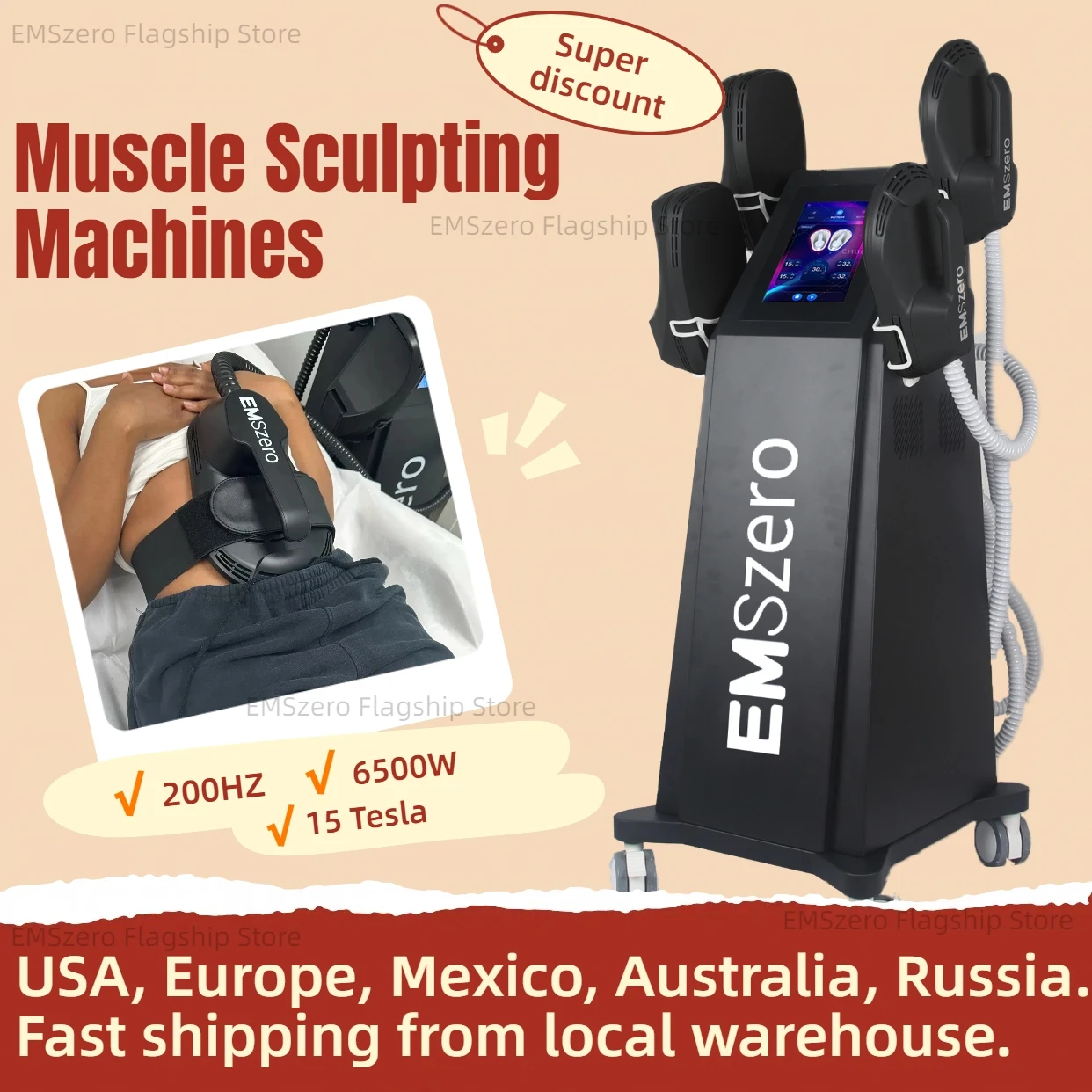 

Emszero Vertical RF Eletric Muscle Stimulation Lose Weight Fitness Body Shaping Buttocks Lift Massage Equipment 15 Tesla 6500W