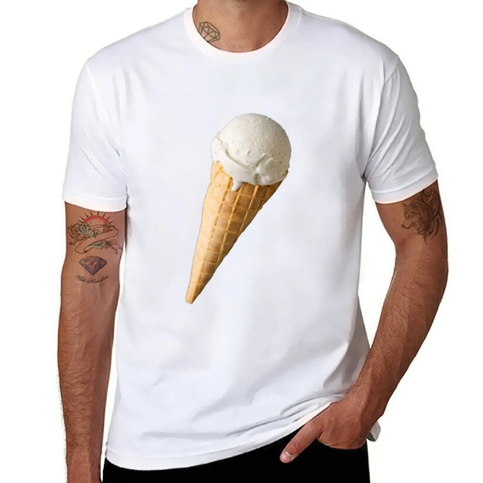 

Vanilla Ice Cream On Waffle Cone T-Shirt t shirts for man cotton soft man t shirts for men T-Shirt