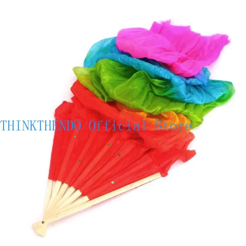 39BB Farben Silk Belly Dance Fan Female National Dance Dancing Long Bamboo Fan Langende Falten Fans 11,81 Zoll Performance