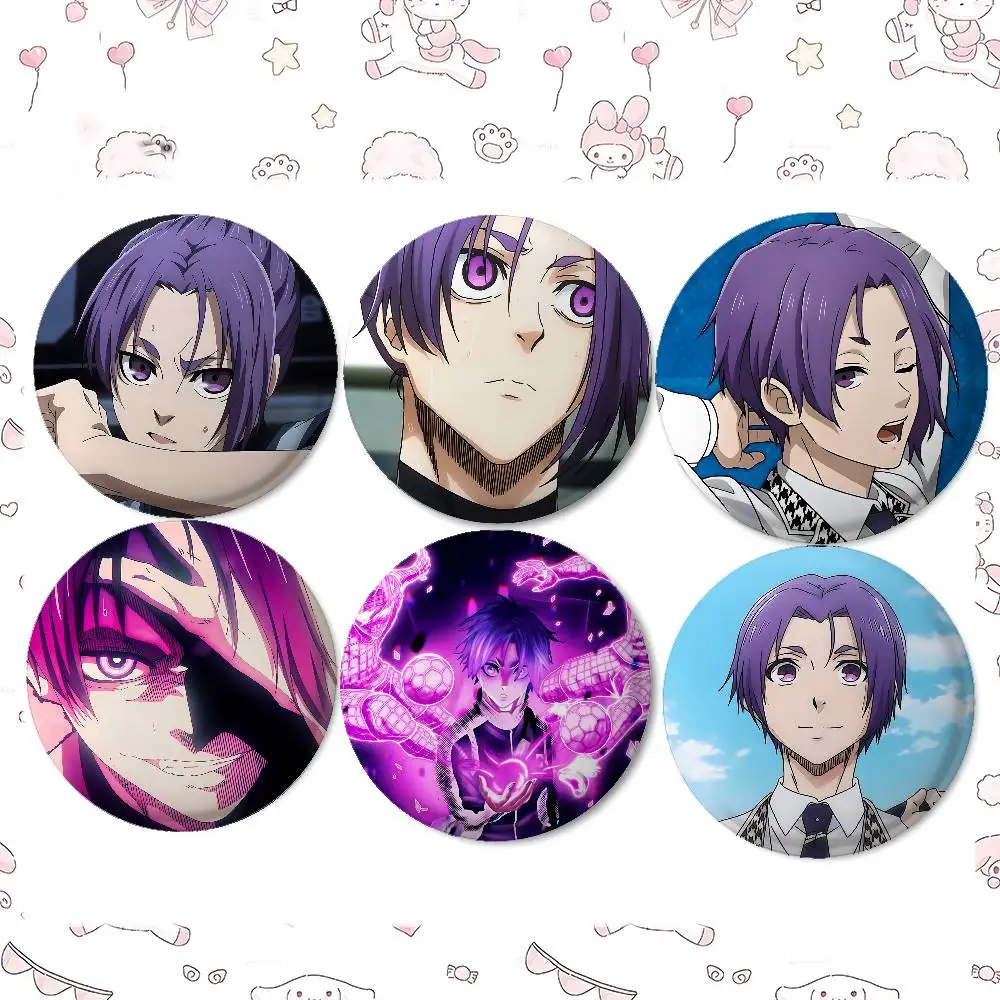 Anime Reo Mikage Badges Peripheral Lapel Pins Tinplate Round Brooch For Shoulder Bag Accessories Souvenir Gifts