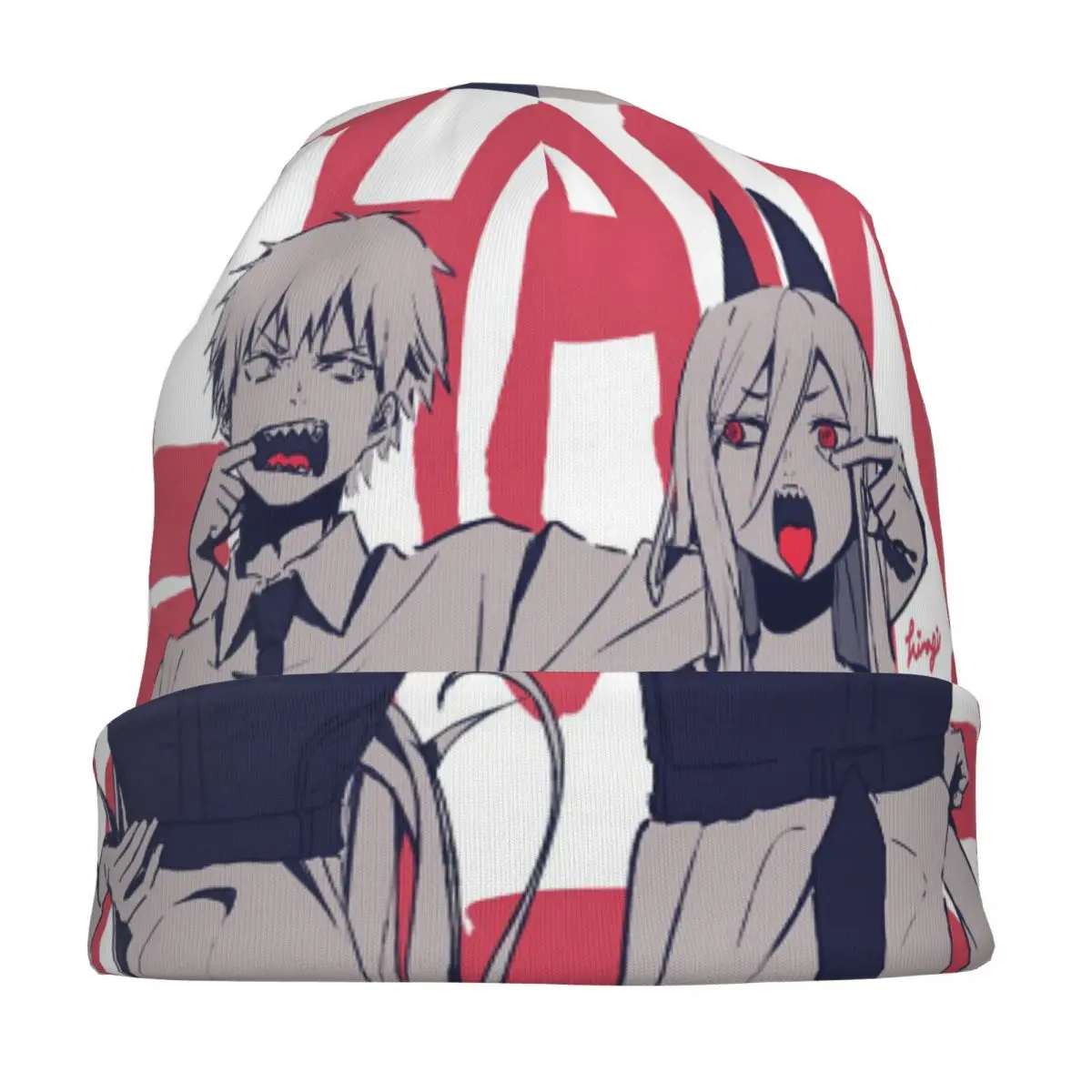 Chainsaw Man Anime Bonnet Hats Autumn Winter Street Power Higashiyama Kobeni Skullies Beanies Hat Warm Dual-use Cap