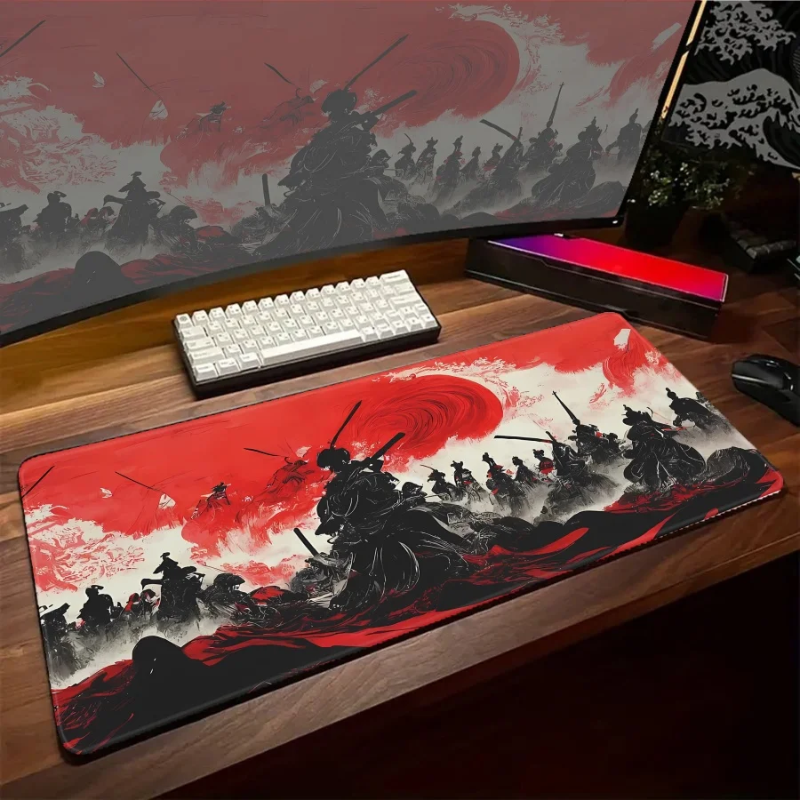 

Japan Samurai Esports Non-Slip Rug Gaming Mats Anime XXL Large Mouse Pad Edge Locking Office Desk Mats Gamer Mousepads