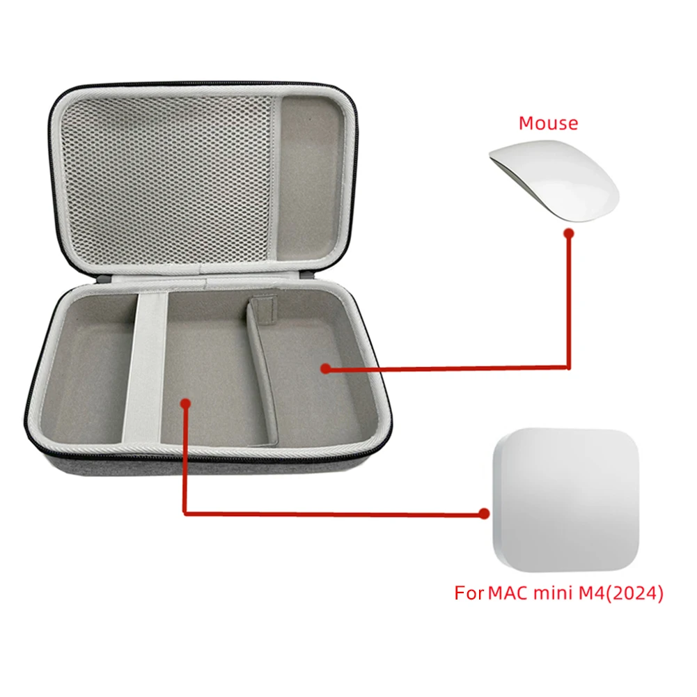Hard Case for Mac Mini M4 Stronge Bag Waterproof Travel Carrying Case Anti-scratch Mouse Power Cable EVA Bag for Mac Mini M4