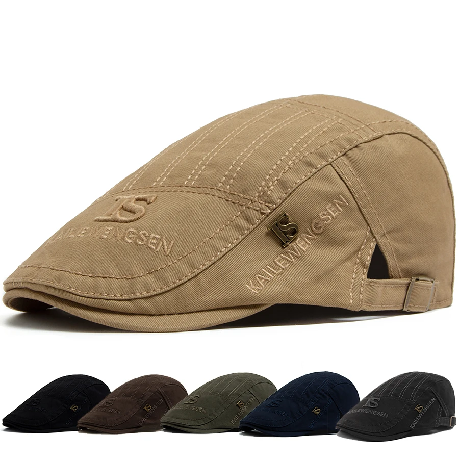 

New Men Embroidery Flat Cap Summer Vintage Beret Visor For Male Fashion Casual Newsboy Hat Spring Autumn Women Caps Adjustable