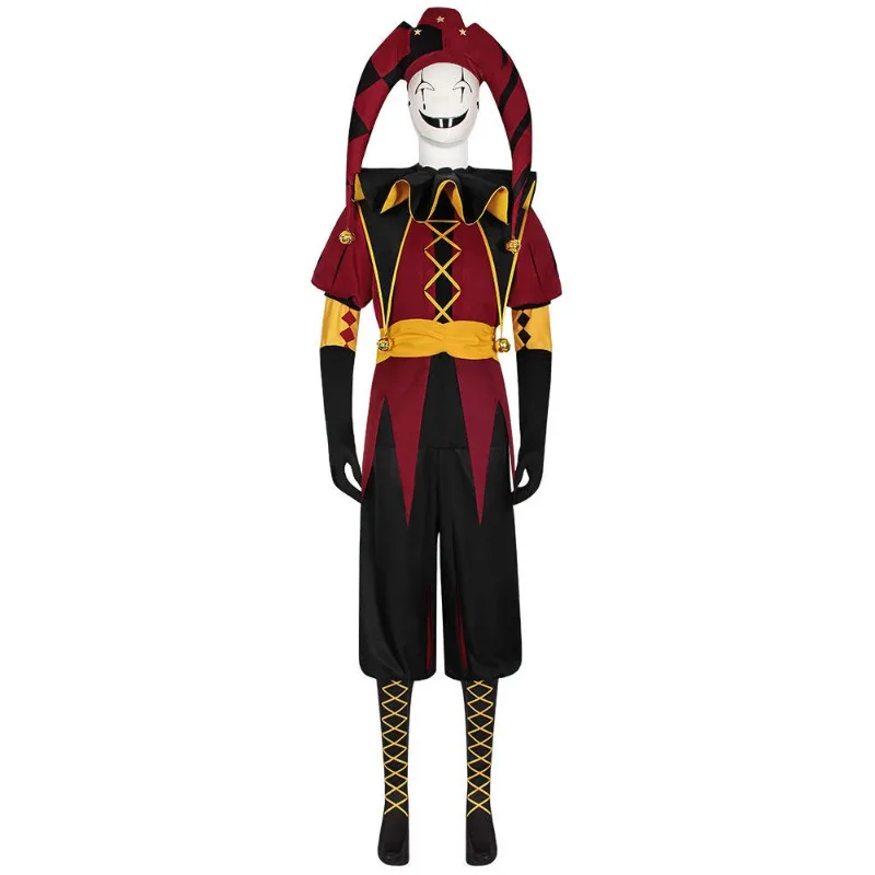

Freak Show Circus Pierrot Cosplay Costume Full Set Scary Clown Outfit Halloween Carnival Party Stage Performance Game Role Play