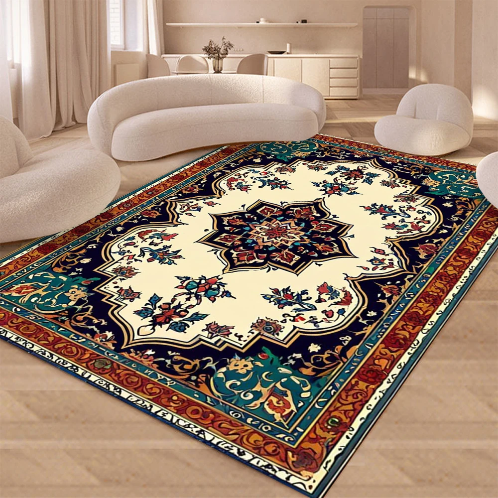 

Home Persian Style Area Rug High Abstract Flower Art Carpets for Living Room Bedroom Anti-Slip Floor Mat Kitchen Tapetes De Sala