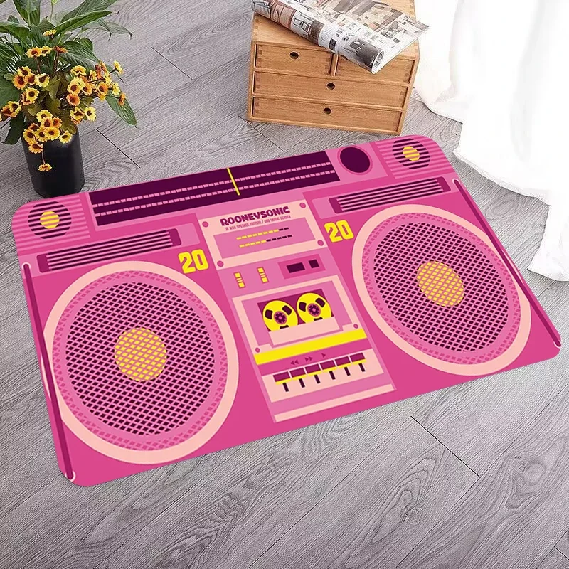 Kitchen Carpet Children Room Mat Absorbent Vintage 80s Boombox Ghettoblaster Mats Doormat Entrance Door Bedroom Bathroom Balcony