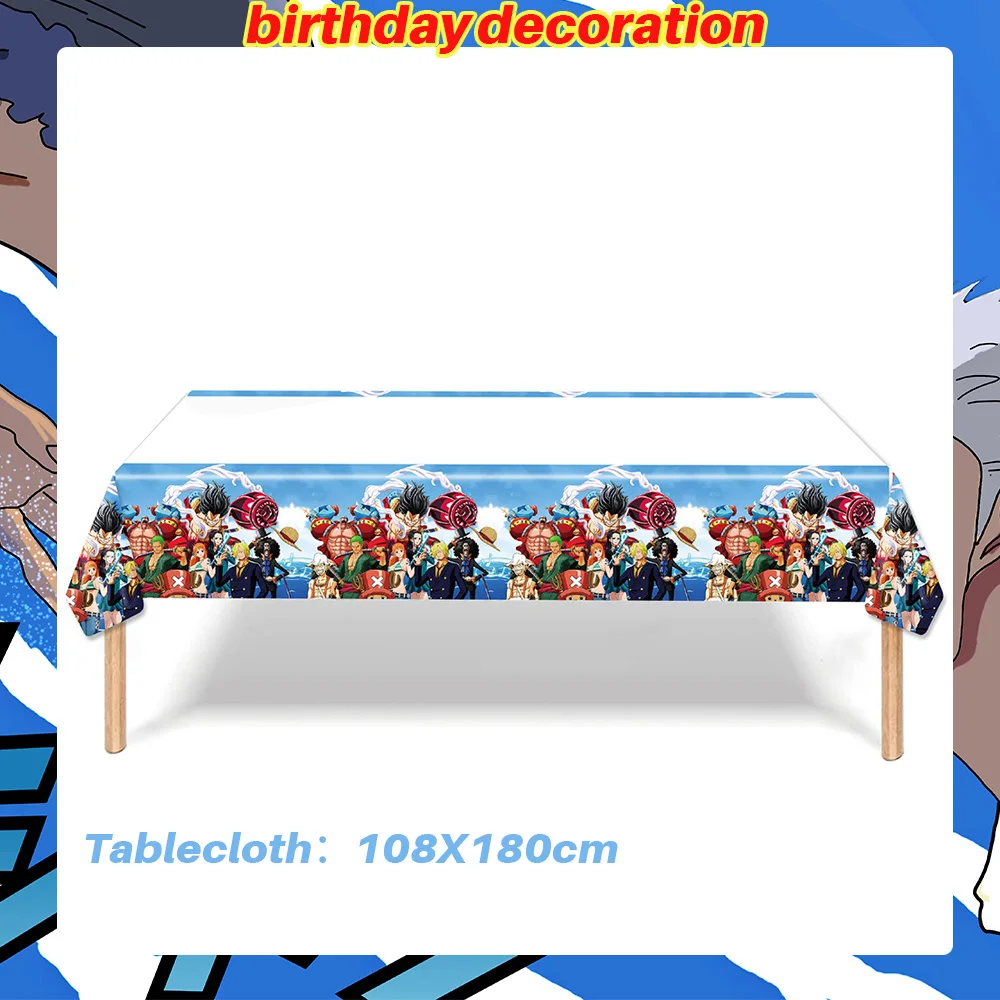 One Piece Geburtstagsparty-Dekorationsset Anime-Figur Luffy Zoro Teller Tischdecke Kuchendekoration Partyzubehör Geburtstagsgeschenke – Detail 12