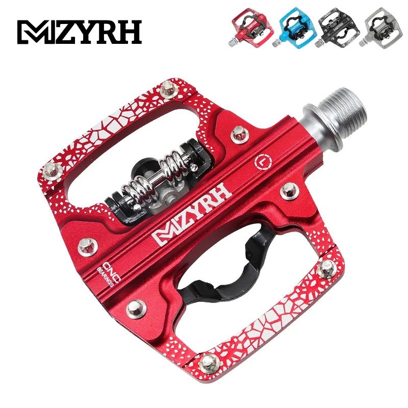 MZYRH  Bicycle Pedal 2 In 1 With Free Cleat For SPD System MTB Road Aluminum Anti-slip Sealed Bearing Bike Pedels