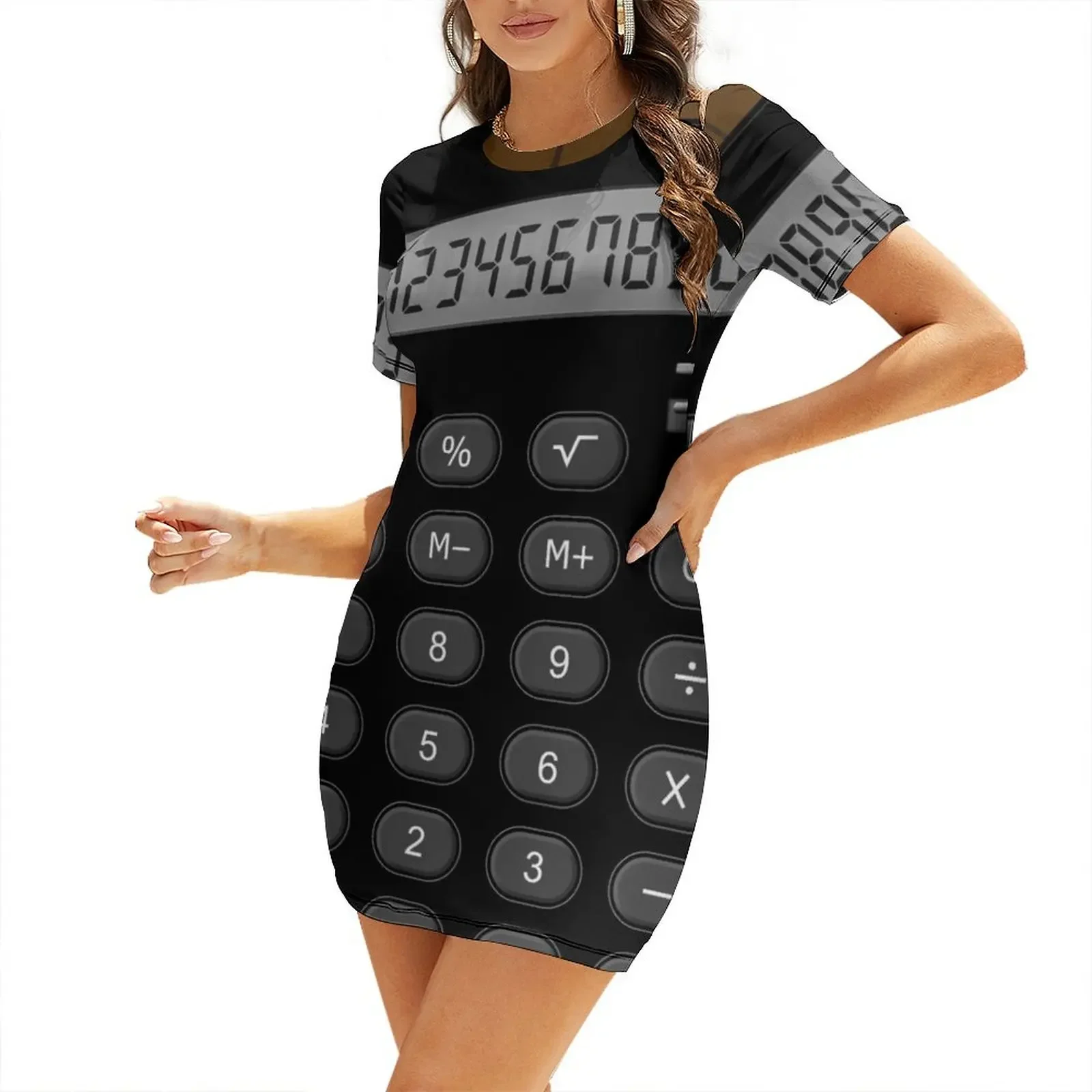 

Retro Calculator Short-Sleeved Dress Evening gown evening dress ladies evening dresses women Dress