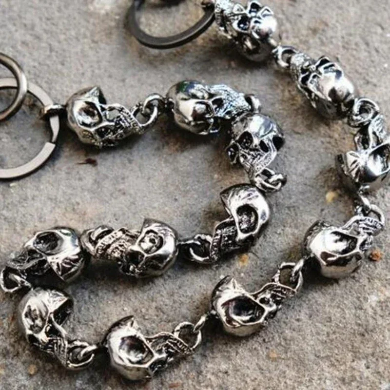 Retro Gothic Heavy Waist Chain Men's Skull Keychain Wallet Chain Cycling Rock Fashion Punk Accessory