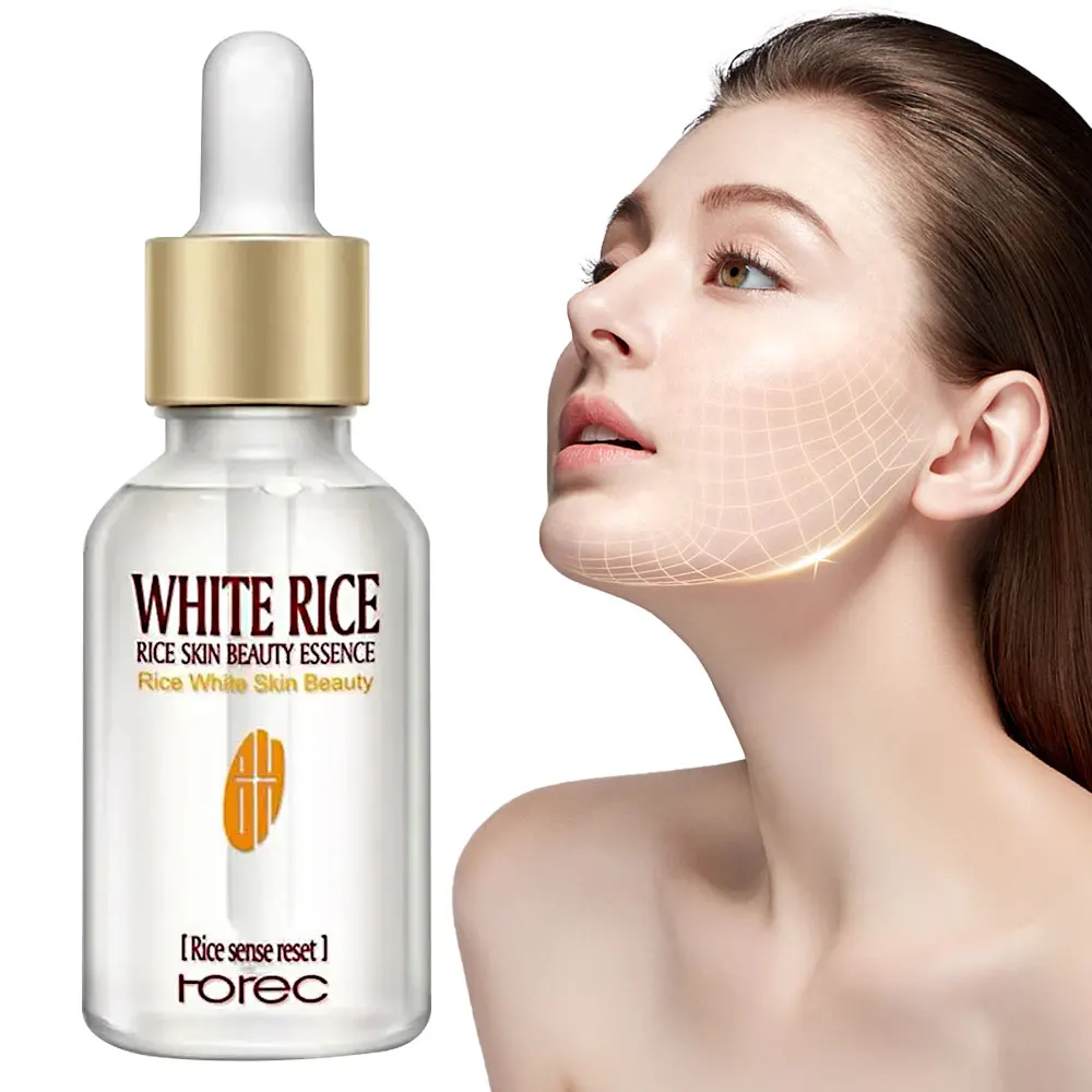 Suero blanqueador de arroz blanco, crema hidratante iluminadora para reducir los poros, antiarrugas, anti ennegrecimiento, esencia para la piel firme, 15ML