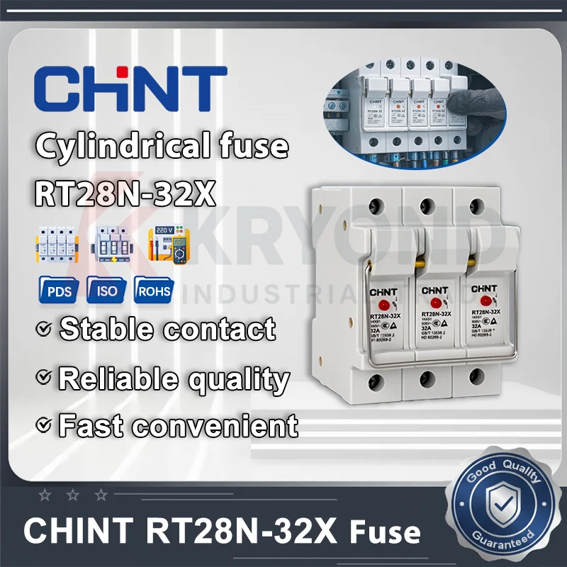 CHINT RT28N-32X Fuse Base 1P 2P 3P DIN Rail Type with Status Indicator for Low Voltage Industrial Electrical Distribution Rated