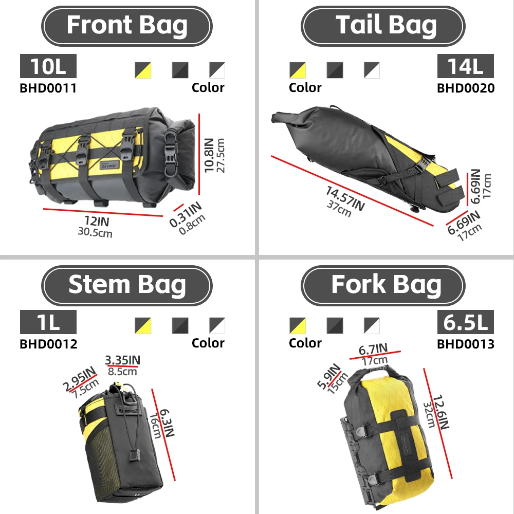 Rhinowalk Bike Bag Waterproof Cycling Handlebar Top Tube Front Frame Bag Tail Bag Bikepacking Travel Luggage Pannier Bag
