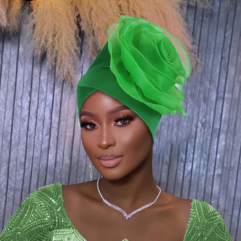 

Африканский головной убор для свадебных торжеств, большой цветочный тюрбан, головной убор для женщин, нигерийские гели, боннет, хиджаб, платок, авто-гели, головные уборы