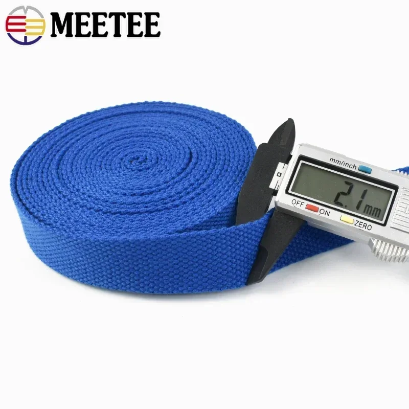 Meetee 5Meters 25mm Width 2mm Thick Canvas Cotton Ribbon Textile Webbing Tape for Bags Strap Belt Sewing DIY Craft Accessories