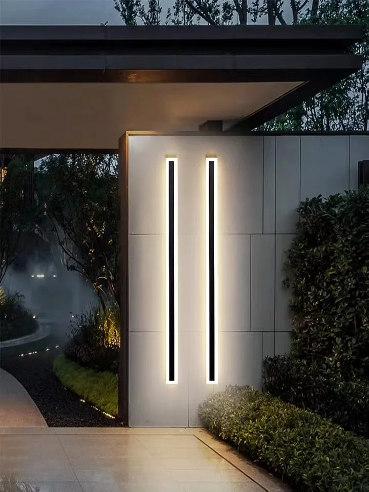 Modern Luminaire Garden Hotel Villa Sconce Linear Strip Ip65 Waterproof Aluminum Long Outdoor LED Wall Light