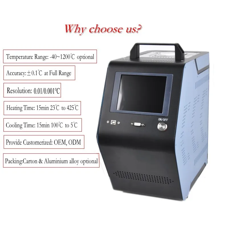 -25~150Degree Industrial Portable Dry Block Temperature Calibrator PT 100 Thermocouple Sensor Stainless Steel LCD Touch OEM