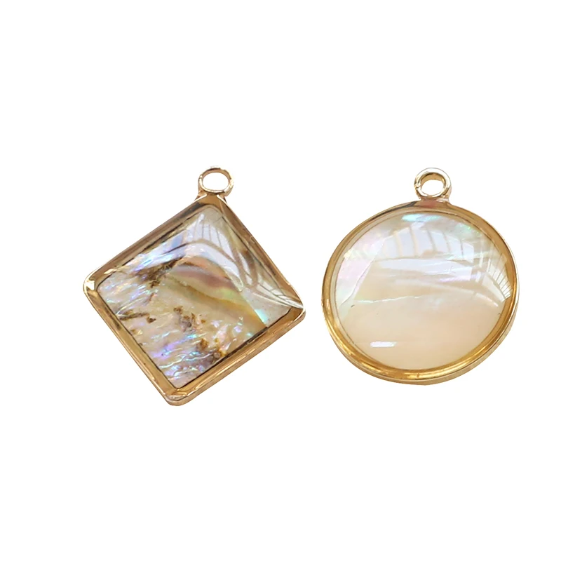 4pcs Copper Plated Gold Geometric Hanging Shell Pendant Diy Handmade Jewelry Earrings Necklace Bracelet Accessories Material