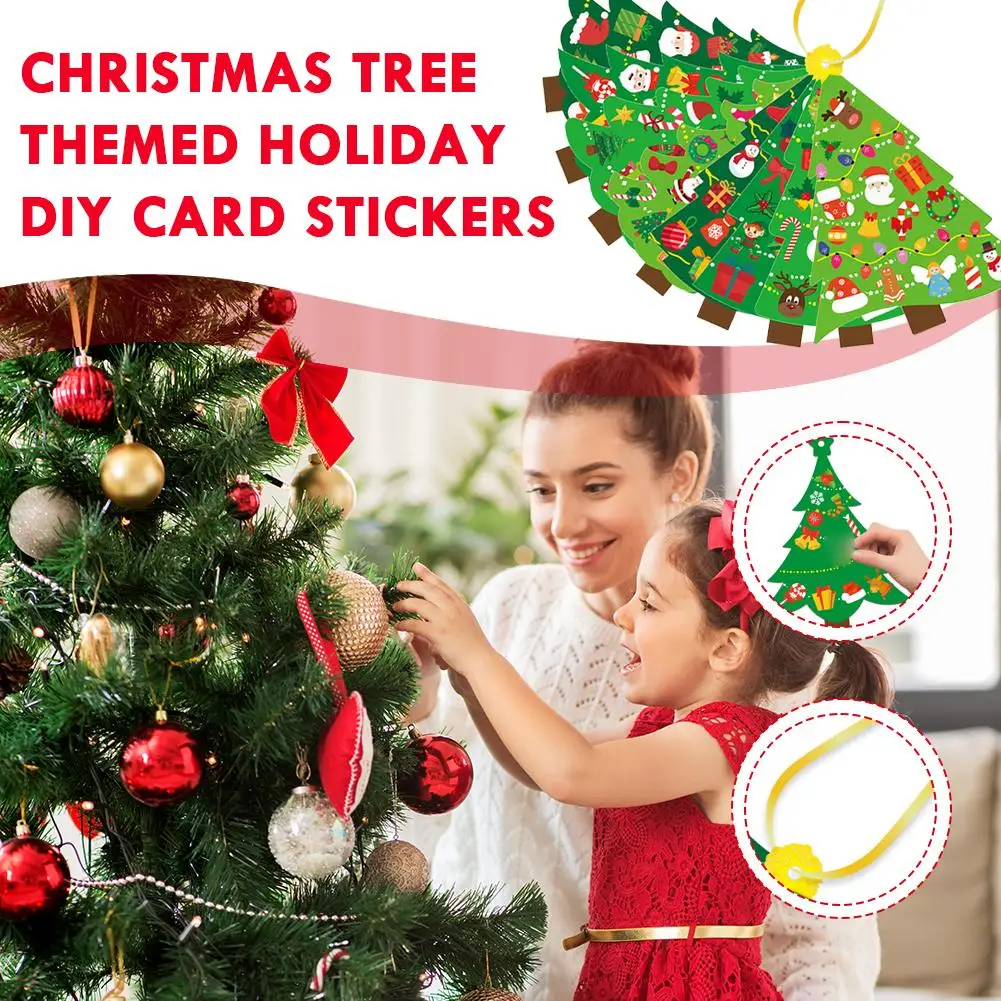 2025 New Cartoon Christmas Tree Theme Card Sticker Holiday DIY Handmade Card Sticker Christmas Tree Decoration Gift
