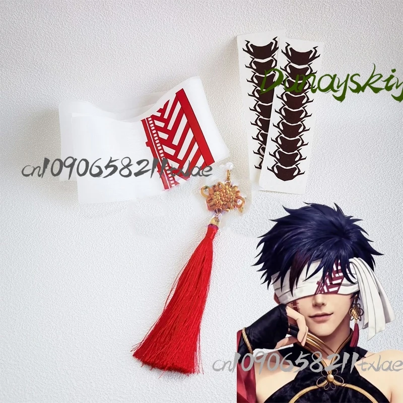 Shuumatsu No Valkyrie Qin Shi Huang Record Anime de Ragnarok pegatinas de tatuaje Facial accesorios para las orejas venda para los ojos accesorios de Cosplay regalo para seguidores