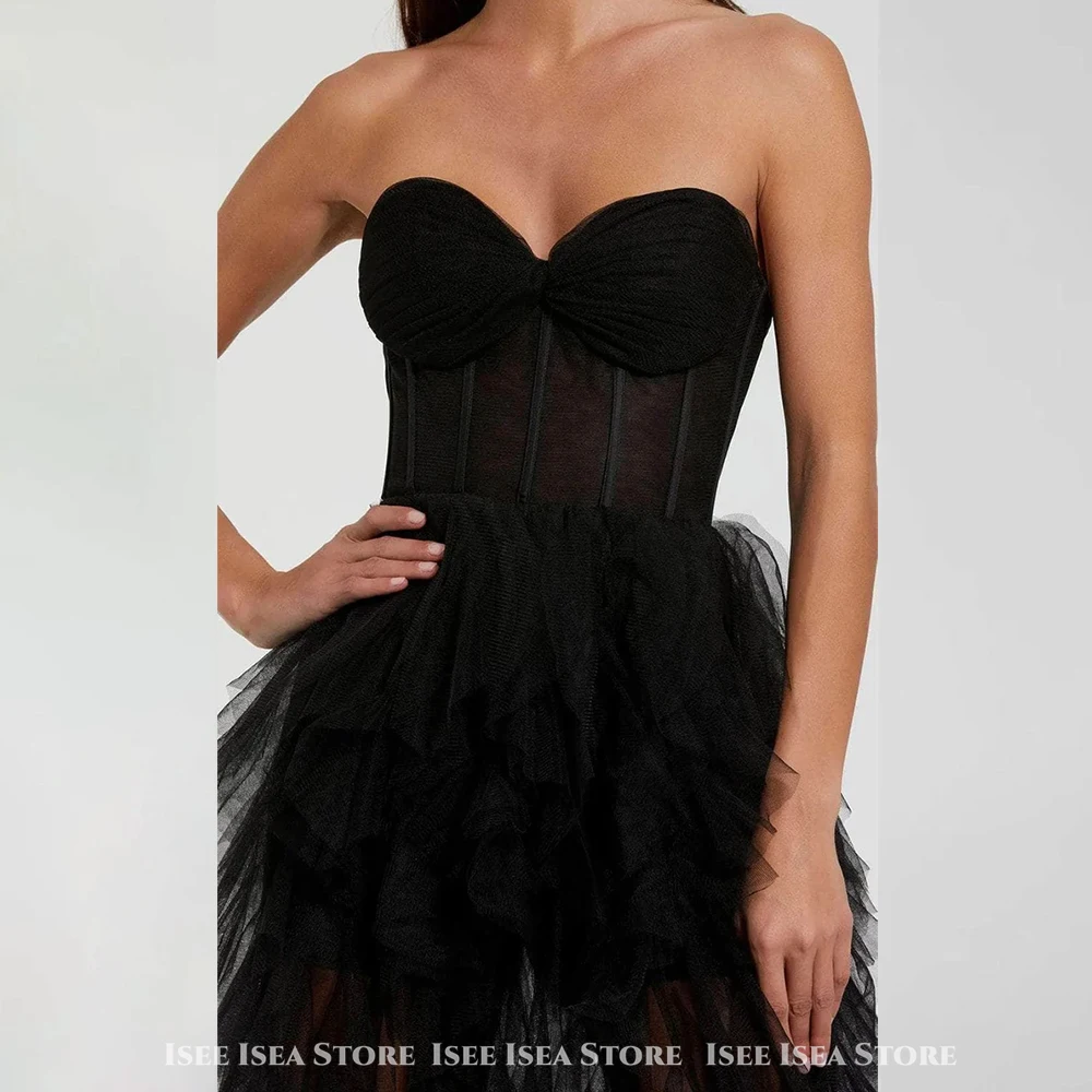 Black Evening Dresses Elegant Feather بدلة سهرة Strapless Special Occasion Dresses For Woman Luxury Party Gown Customizd