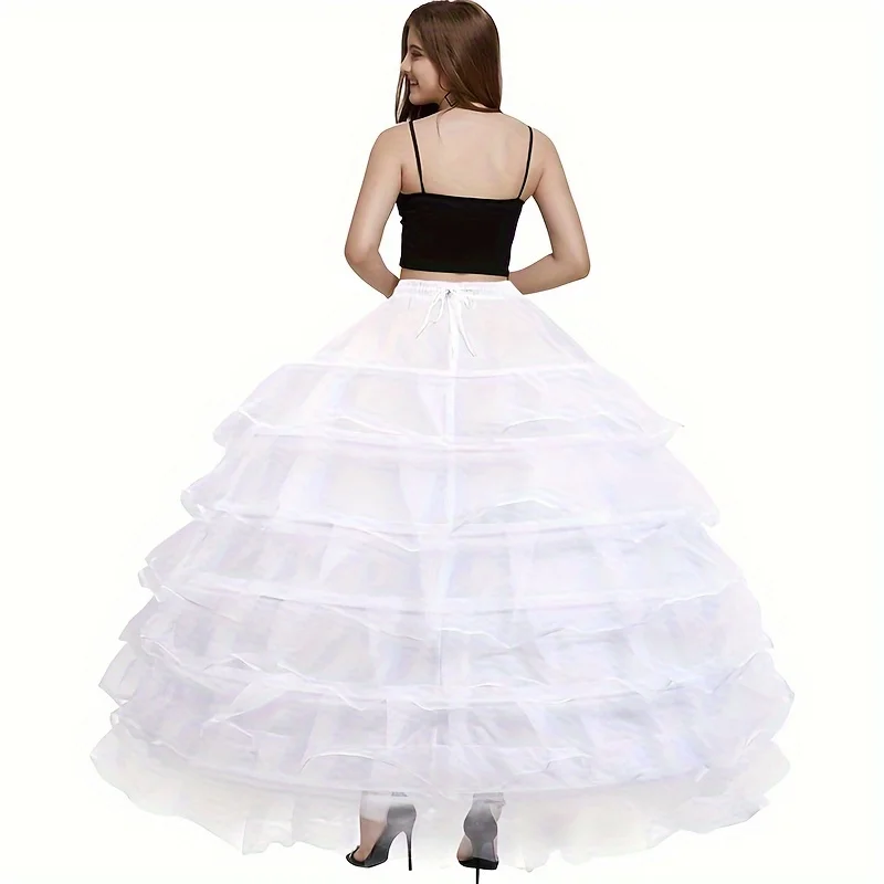 Royal Court Style Women's Crinoline Petticoat with 6 Hoops - A-Line, Extra Large White Wedding & Prom Dress Underskirt