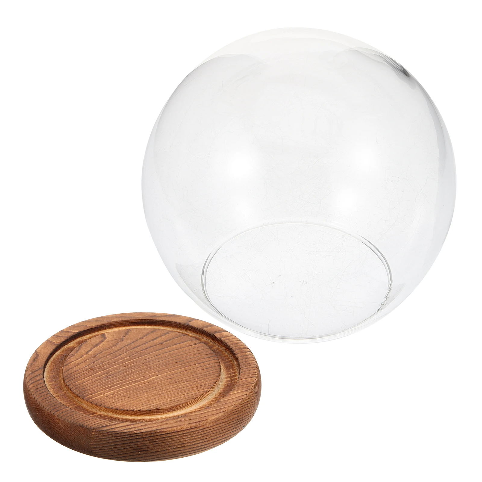 

1 Set Clear Dome Vintage Wood Base For Eternal Flowers Display Mini Landscape Vase Preserved Flower Glass Cover Cloche Display