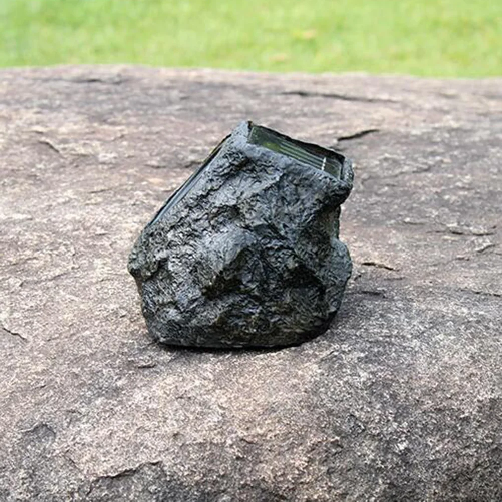 Solar Powered Led Flood Light Waterproof Outdoor Stone Lamp Simulation Rock Design White For Garden Lawn Decoration