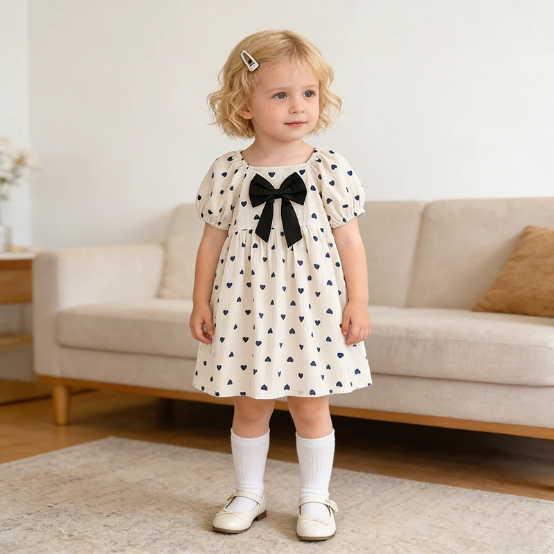 2026 Neues Frühlings-Schwesterkleid 2-6 Jahre Mädchen Partykleid Baumwolle Kinder Herzförmiges Kleid 0-24 Monate Baby Mädchen Kurzarm Bedruckter Strampler – Detail 33