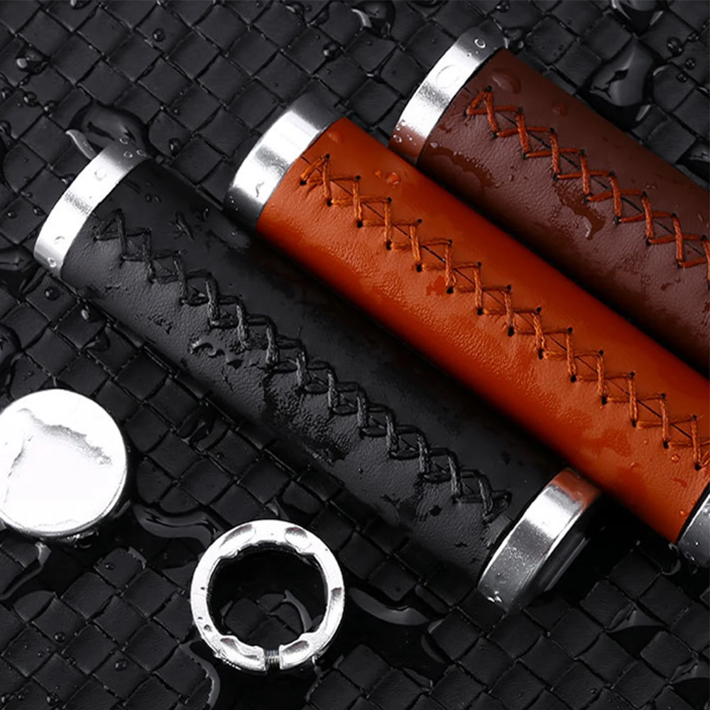 Bike Handlebar Mtb Grips Fiber Leather Surface Lock Shock-absorbing Non-slip Vice Handle Handlebar Sleeve Road Bicycle Grip