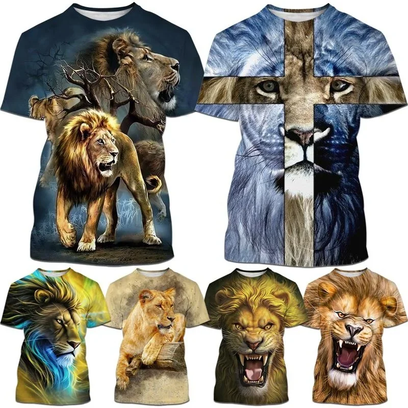 

New Fashion 3d Lion Print Designed Tops T Shirt Men Women Casual Harajuku Short Sleeve T-Shirt