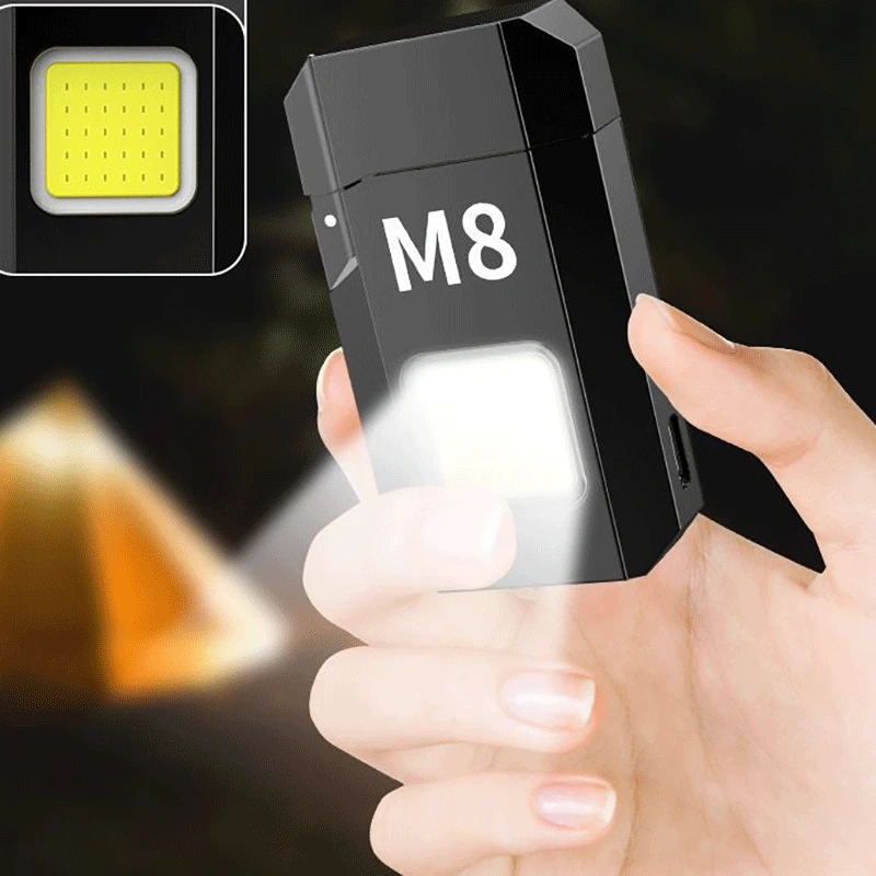 Cross border creative hot selling M8 electric wire lighter portable and rechargeable COB lighting flashlight