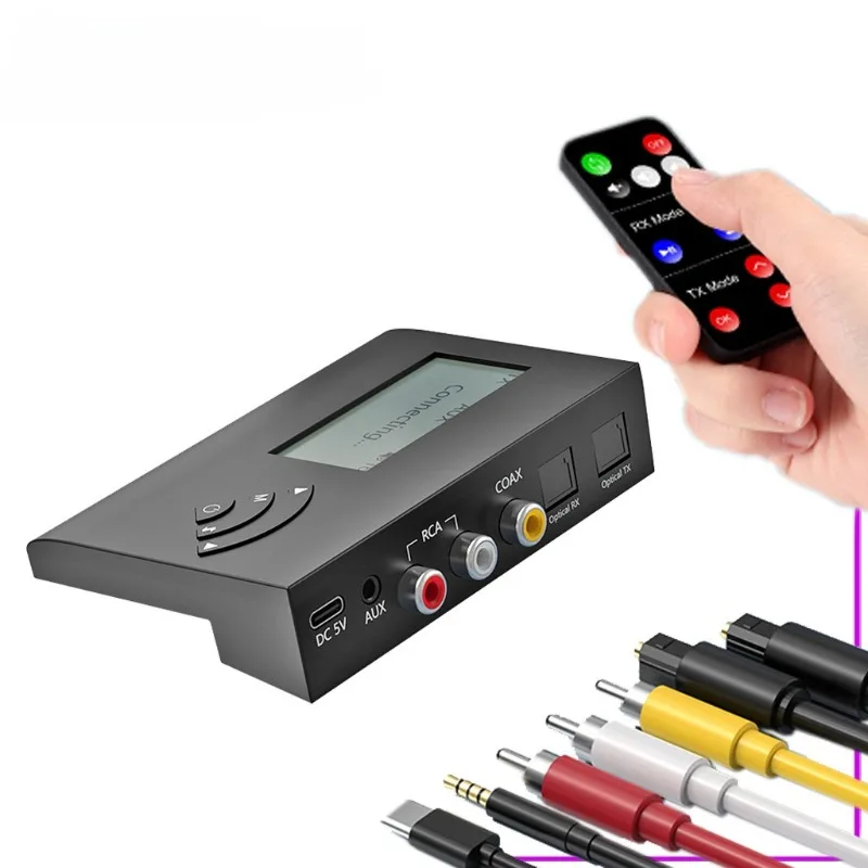 

With Screen Display Infrared Remote Control Wireless Bluetooth Fiber Audio Transmitter Receiver 2-in-1 Coaxial RCA