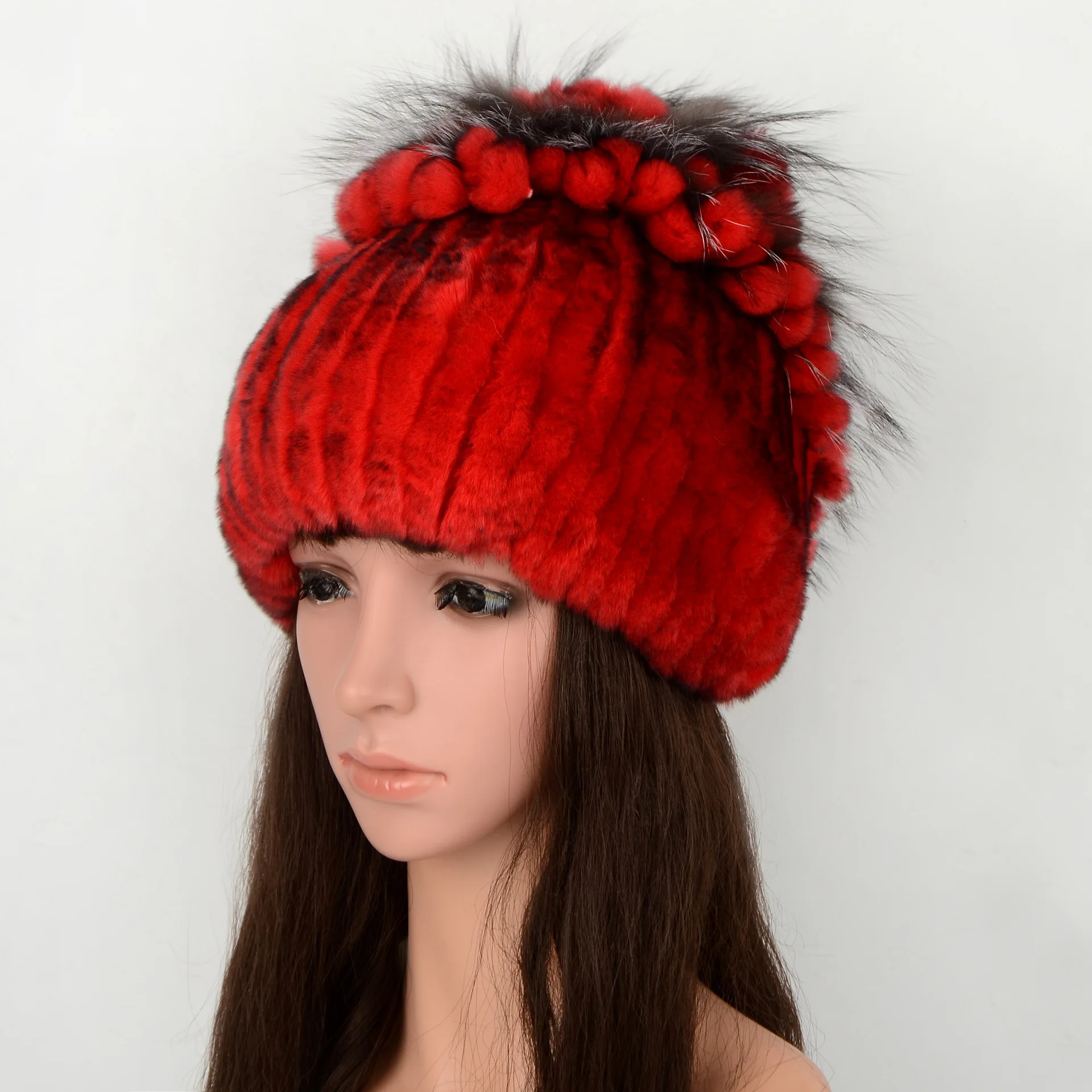 

New Otter Rabbit Wool Knitted Women's Fur Hat Warm Thickened Autumn and Winter Warm Women's Colorful Knitted Hat