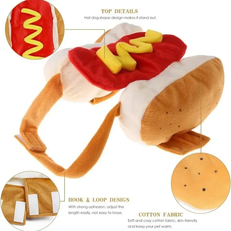 Funny Halloween Dog Costumes Hot Dog Shaped Dachshund Sausage Adjustable Clothes Pet Apparel Dressing Up Cat Party Costume Suit