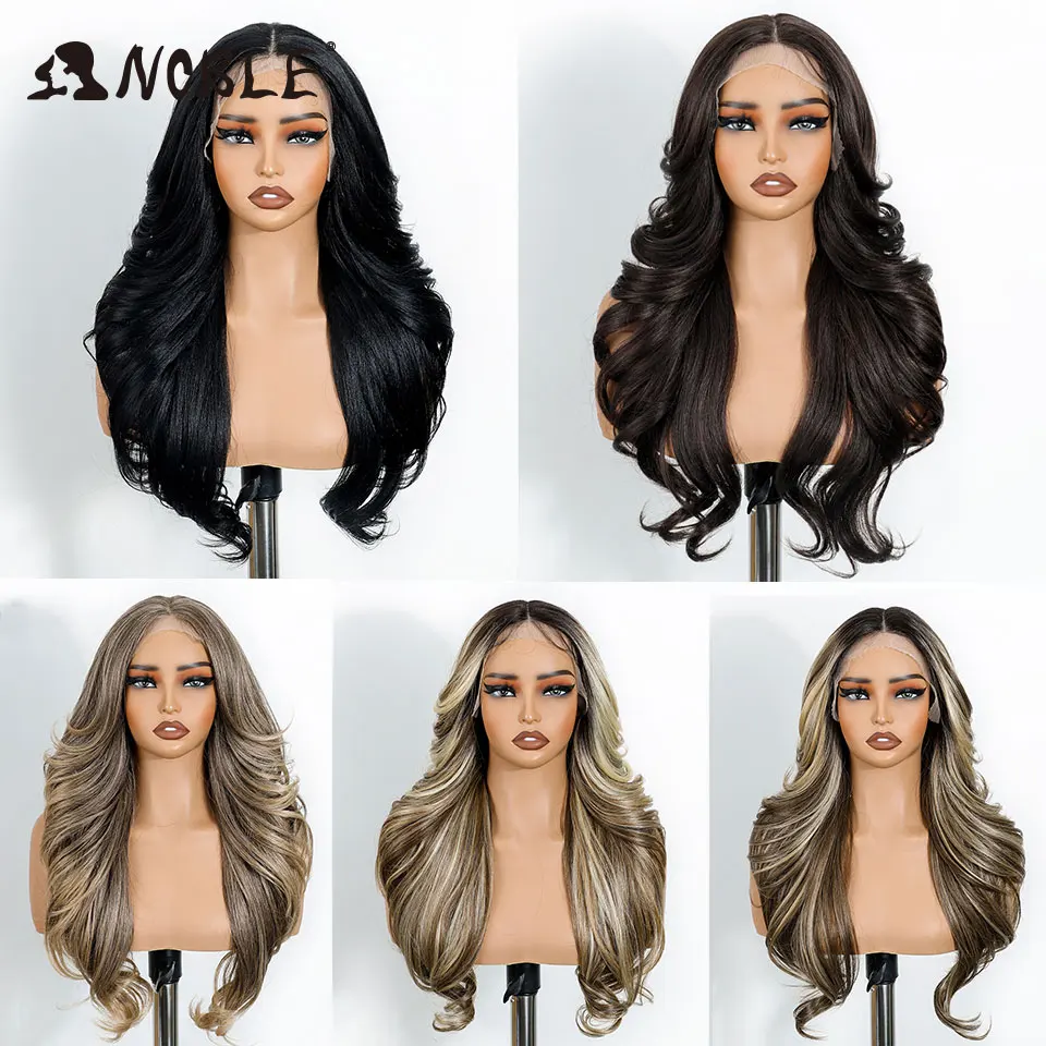 نوبل شعر مستعار الاصطناعية الدانتيل الجبهة الباروكات للنساء الباروكات الجسم موجة الدانتيل الجبهة براون باروكات شقراء 24 بوصة تأثيري الدانتيل الجبهة شعر مستعار أسود