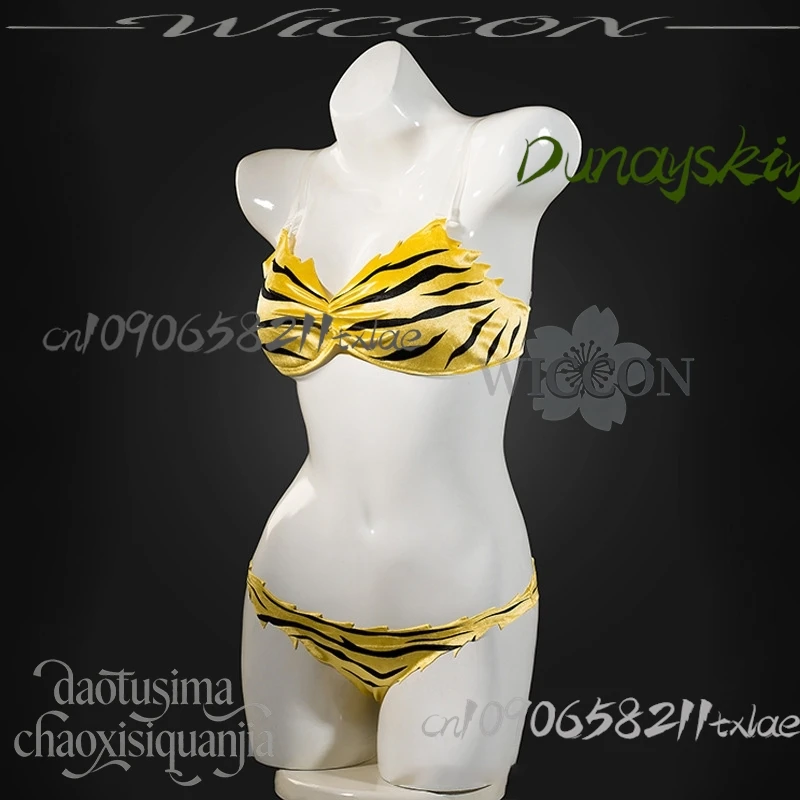 كوس مخزن لوم تأثيري Uruseii Jirai Kei الفتيات Yatsuria زي مثير النمر المشارب بيكيني شيطان القرن Kawaii هالوين