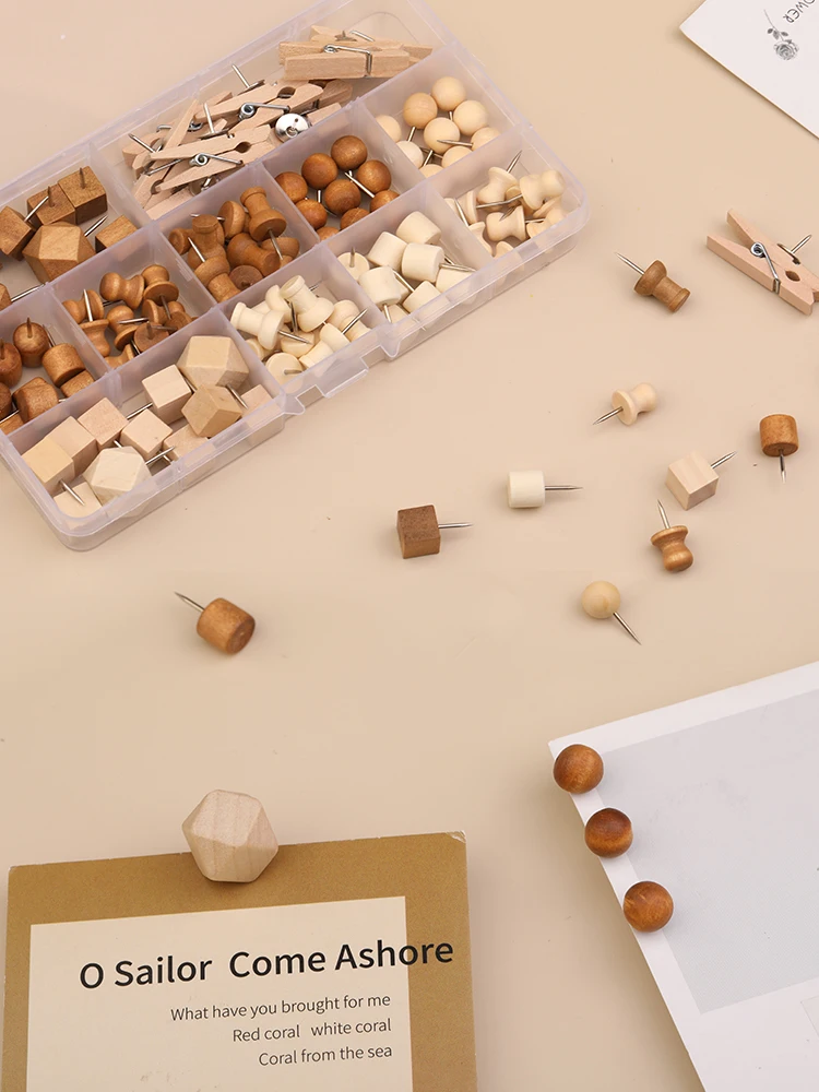 IMAZY punaises en bois punaises décoratives punaises tête en bois punaises de carte punaises de marquage punaises en bois pour tableaux d'affichage artisanat