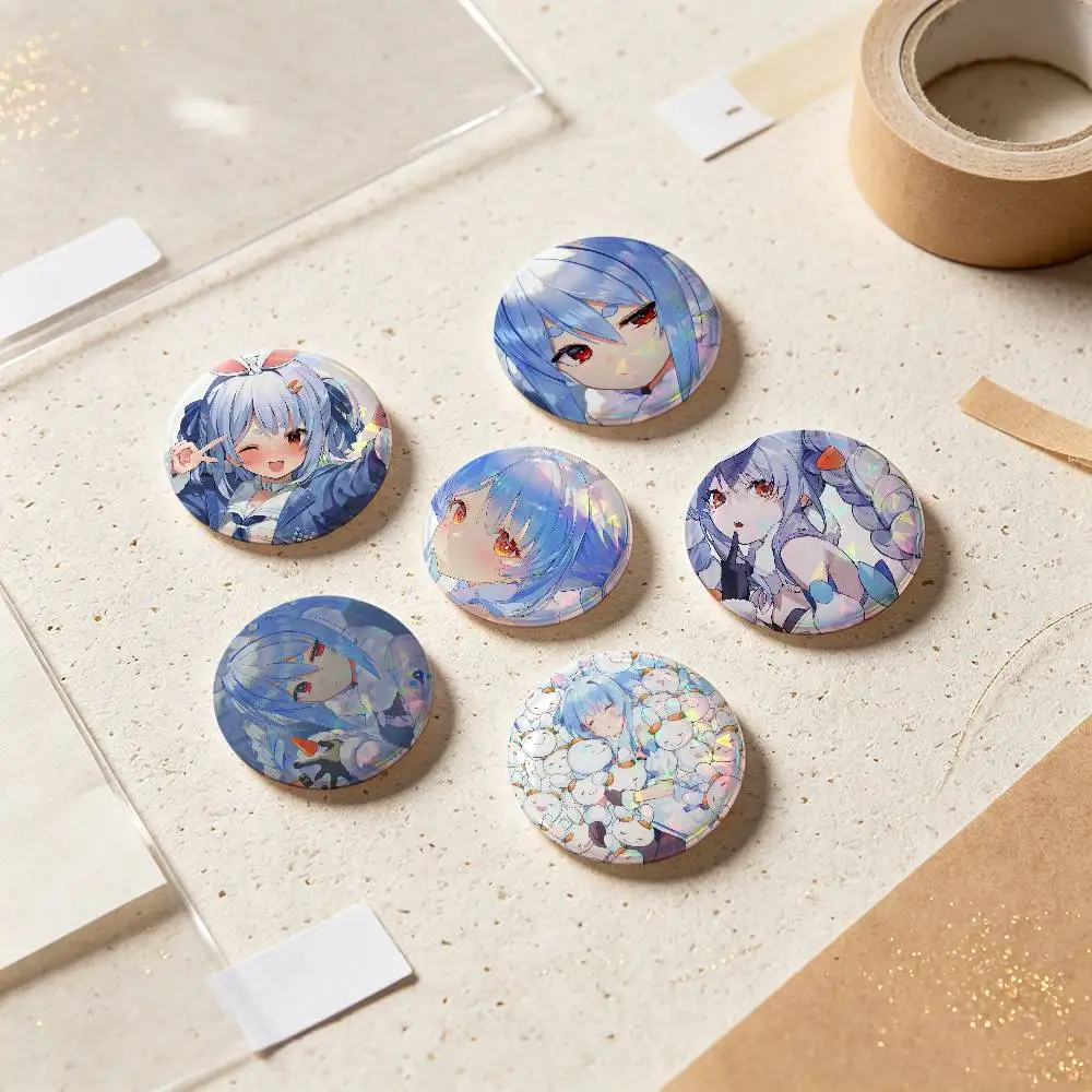 Pekora Usada Anime Figure Badges 25 32 44 58 75 Mm Round Cosplay Pin Bag Decor Fans Collect Friends Gifts Brooch Souvenir