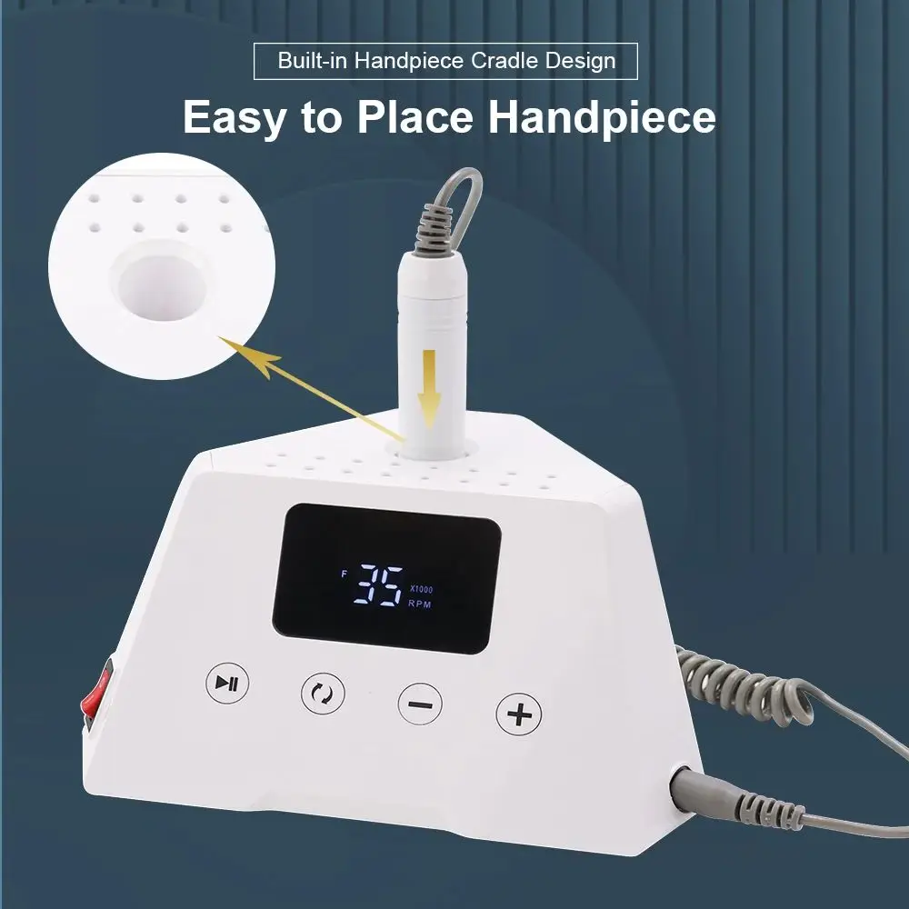 Perceuse à ongles sans noyau 35000 tr/min, perceuse électrique 65W, support de bureau Portable, conception, utilisation de manucure et pédicure