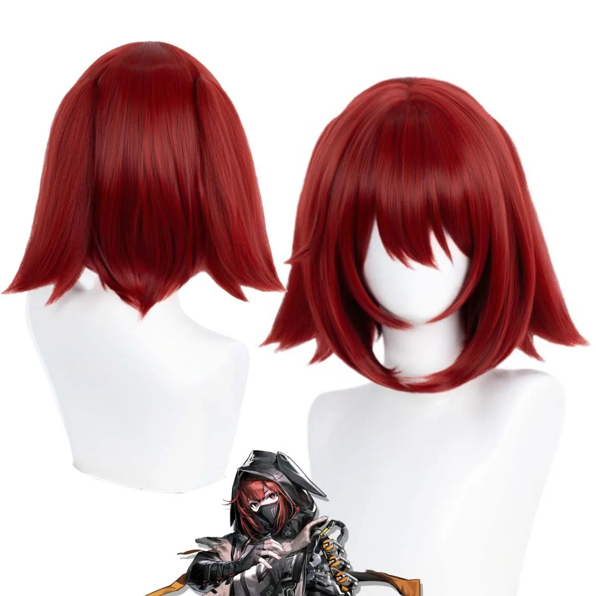 

Парик красного цвета для костюма Людмилы Ириничины из Arknights для вечеринки в честь Хэллоуина