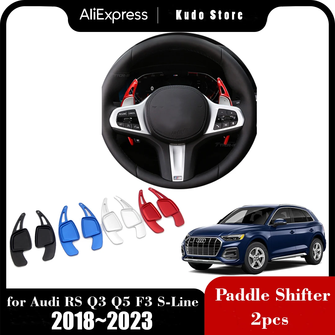 Aluminium Paddle Shifters For Audi RS Q3 Q5 F3 80A S-Line Sportback 2018~2023 Shift Wheel Extension Steering Sticker Accessories