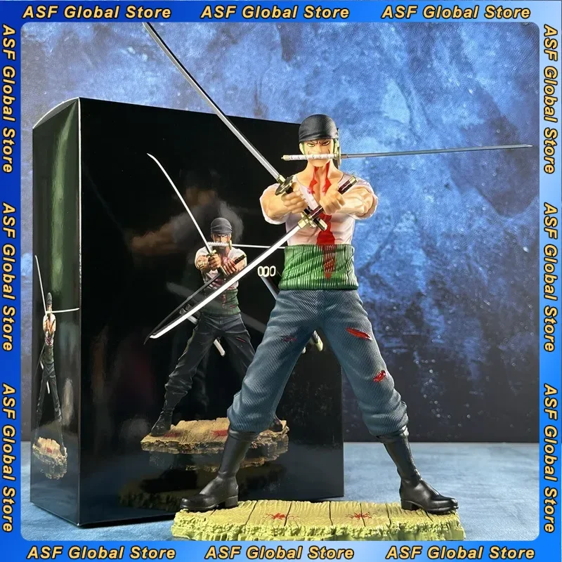 

New 27CM One Piece Anime Peripheral Roronoa Zoro Action Figures Battle Scene Model Desktop Decoration Ornaments Collection Gifts